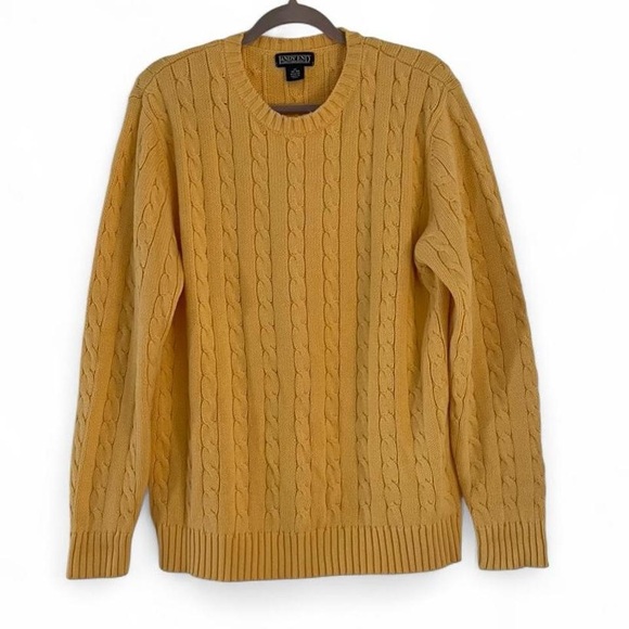 Lands' End Other - Lands' End Men's Cable Crewneck Sweater in Mustard Yellow